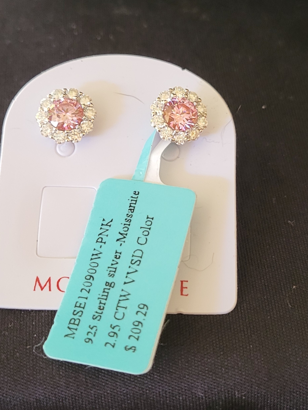 Moisssnite Pink  Halo Stud Earrings